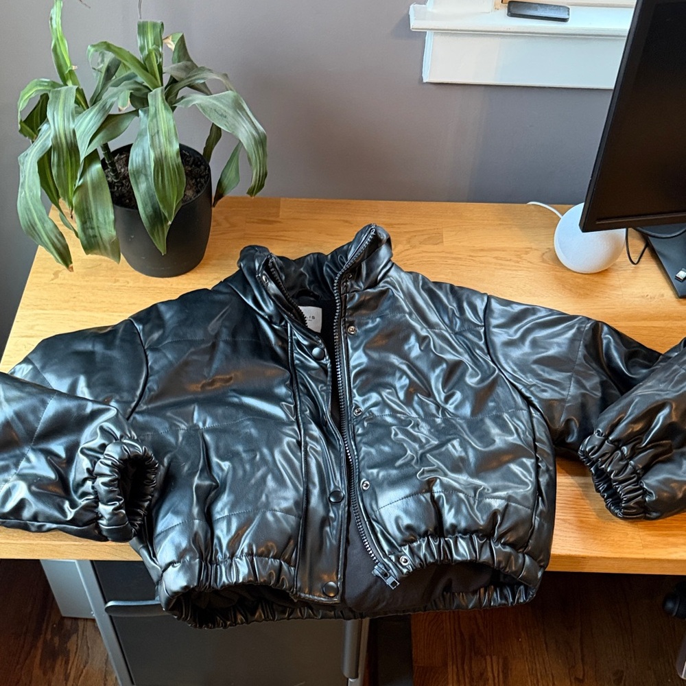 Le Lis Collections Leather-type Black Jacket